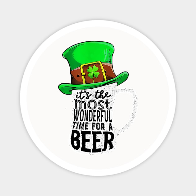 It_s The Most Wonderful Time For A Beer Hat St Patrick_s Day Magnet by jadolomadolo